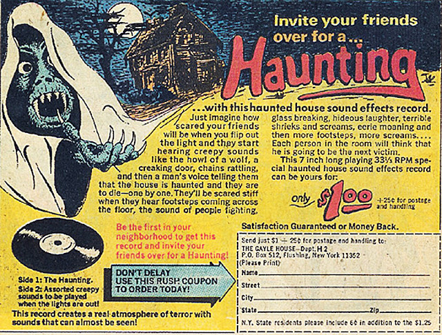 Rare The Haunting Horror sound effects record The Gayle House Comic Mail Order 