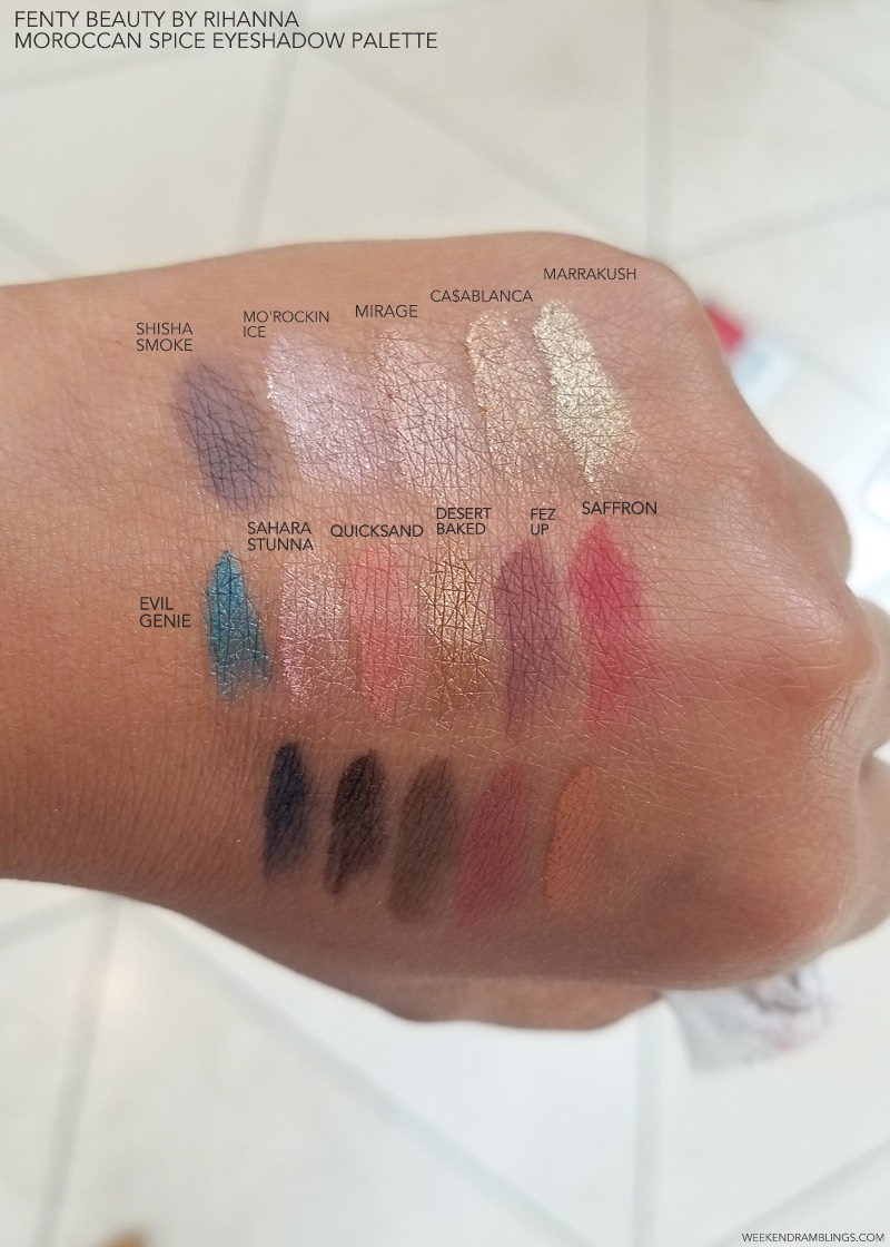 Weekend Ramblings Moroccan Spice Eyeshadow Palette Swatches Fenty Beauty By Rihanna