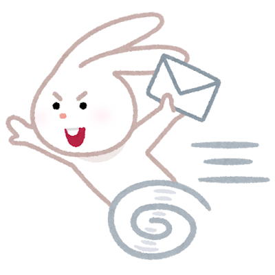 Illustration of a fast bunny carrying mail