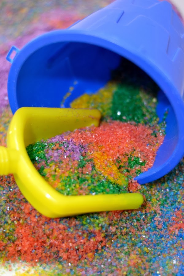 FUN KID PROJECT:  Make your own play sand (A great activity for Summer)