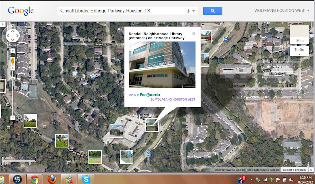 Kendall Library bird eye's view (Google satellite image) with thumbnail pic