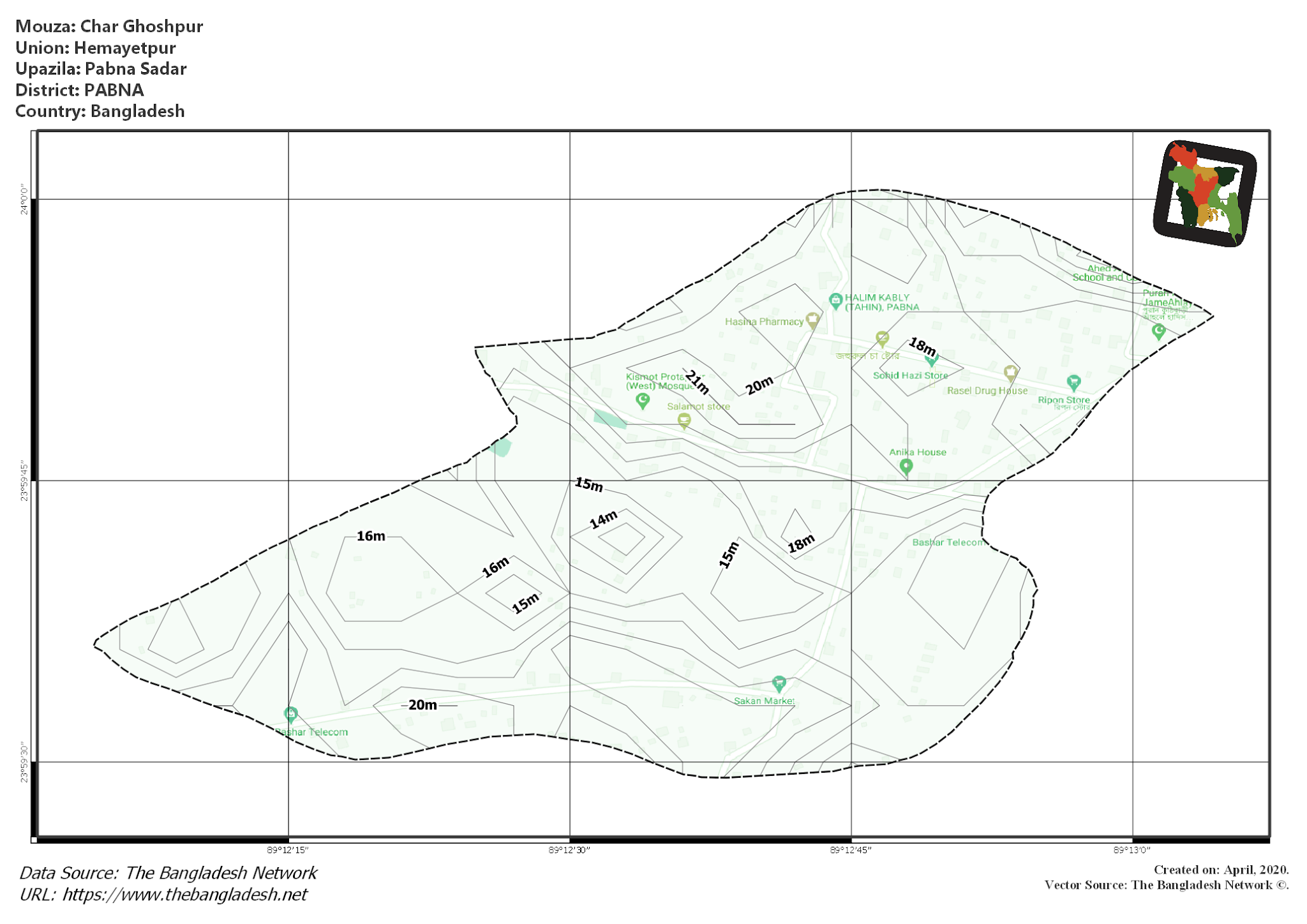 Map of Char Ghoshpur Mouza of Pabna Sadar Upazila, PABNA Map of Char Ghoshpur Mouza of Pabna Sadar Upazila, PABNA, Bangladesh.