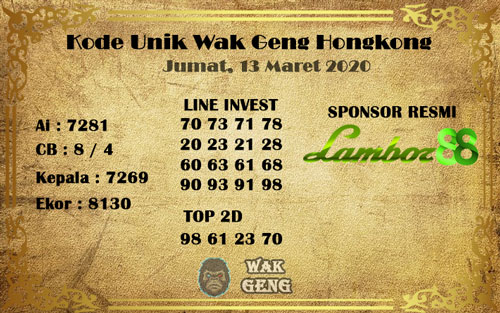 Prediksi Togel Hk Jumat 13 Maret 2020 Prediksi Hk Komplit
