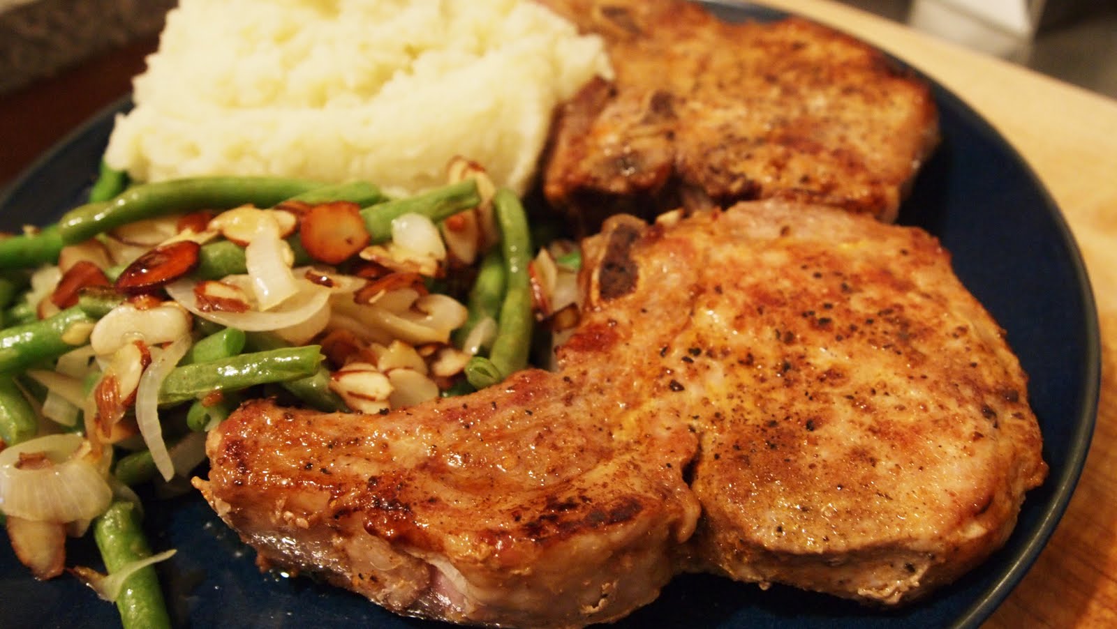 Things I Put In My Mouth Pork Chops, Green Beans & Mashed Potato