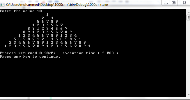Programmers Area: C++ program to generate pyramid of numbers