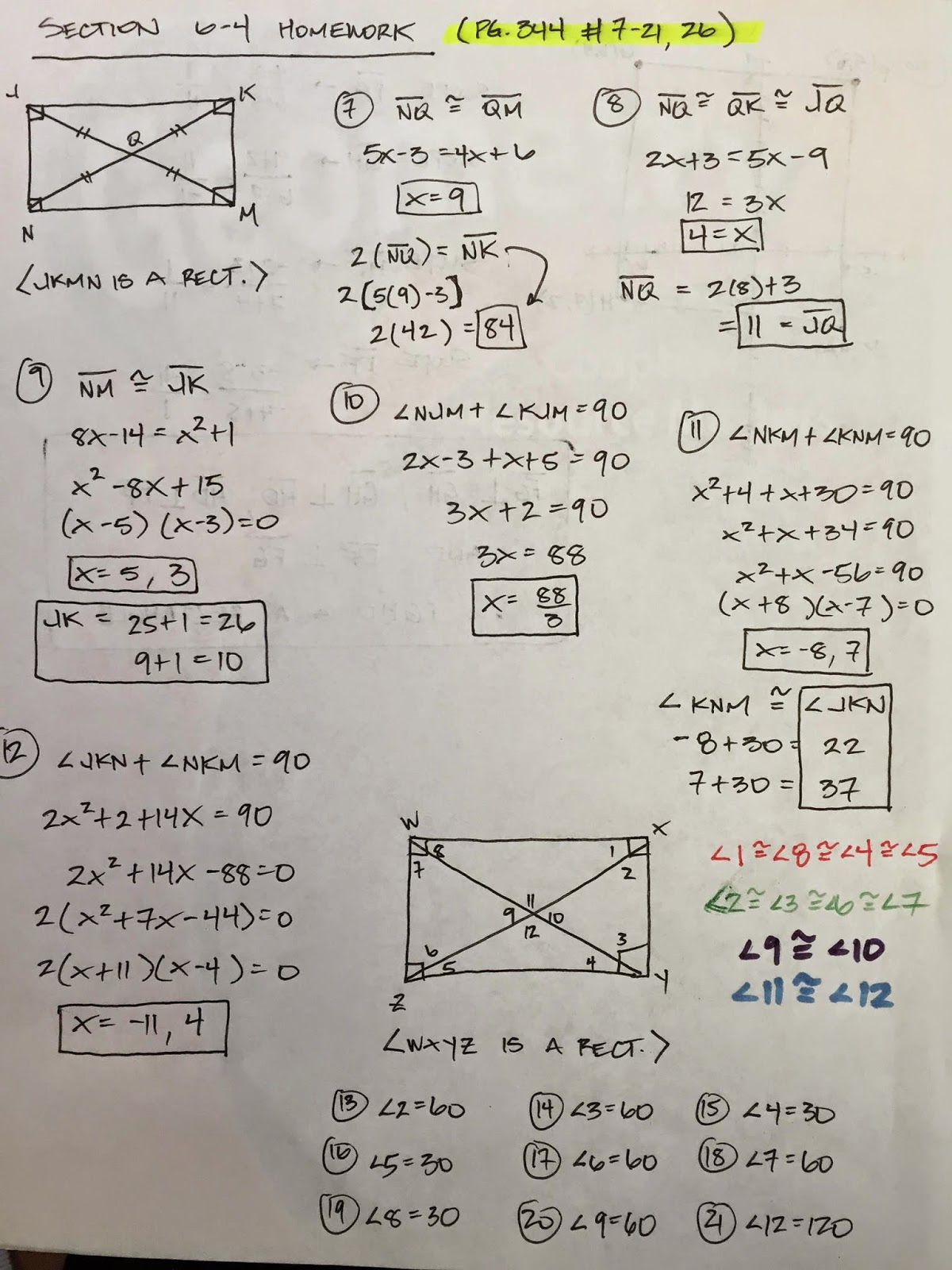 Unit 8 Polygons And Quadrilaterals Homework 4 Rectangles Ans