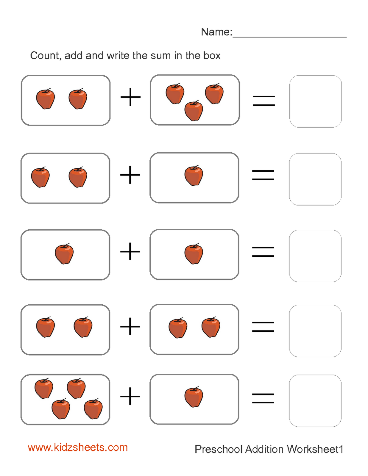 Addition Worksheets For Kindergarten | New Calendar Template Site