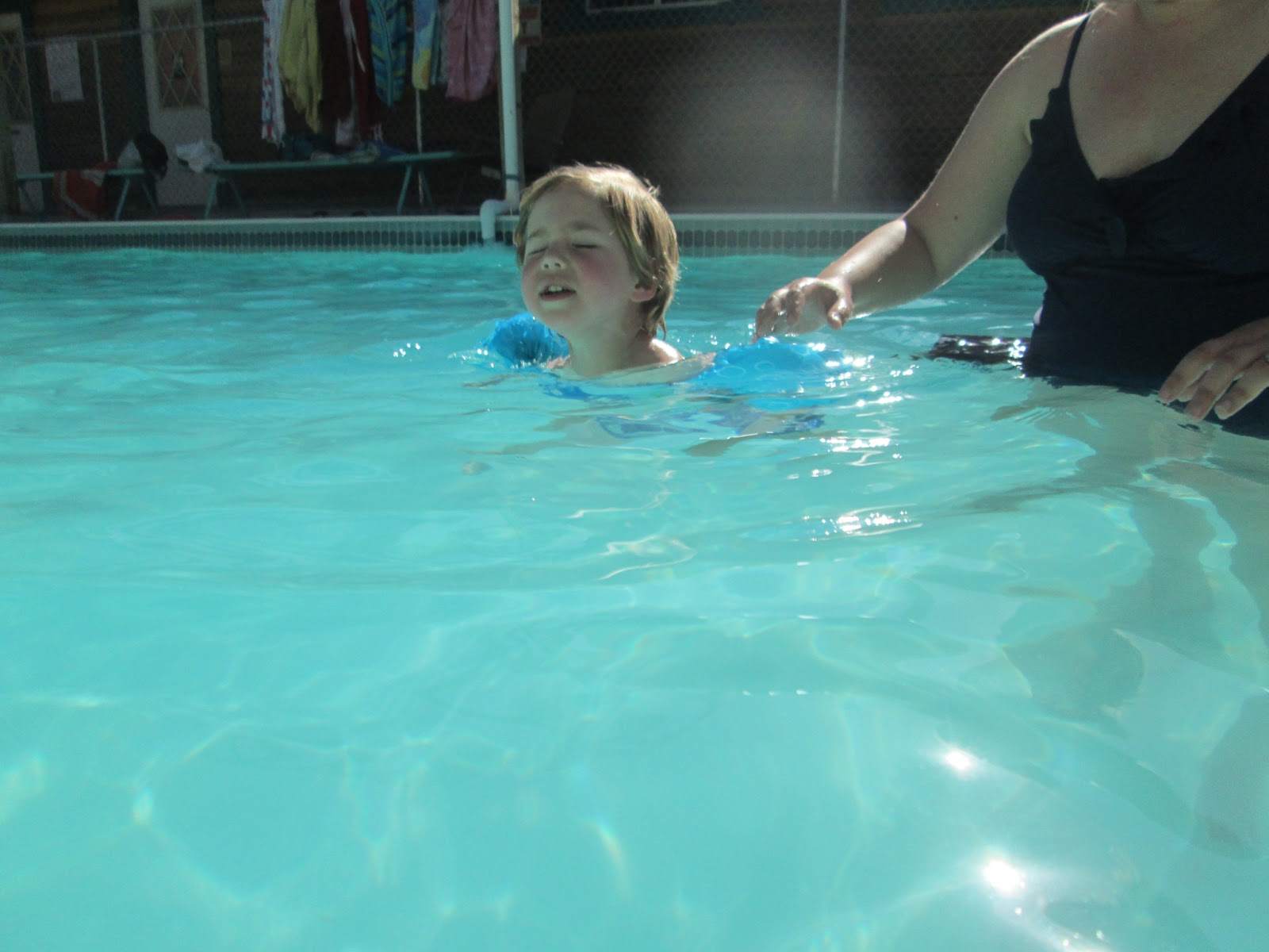 Babs and Gampy Beginner Swimmers in Unheated Pool Water