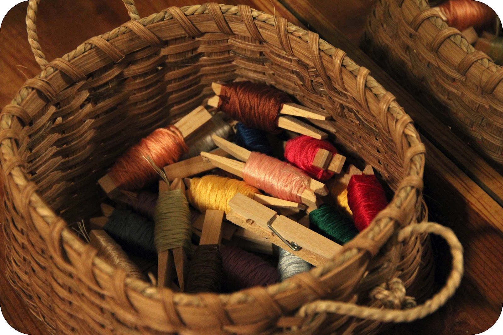Micaela's Craft Blog Embroidery Thread + Clothespins = Organized ;)