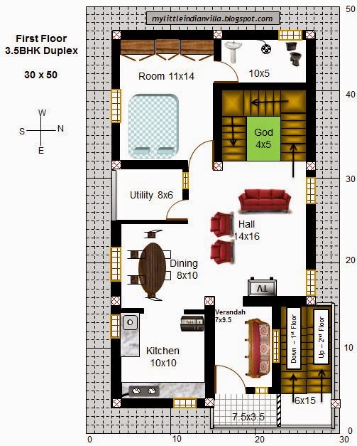 My Little Indian Villa 43 R36 3 5BHK Duplex in 30x50 