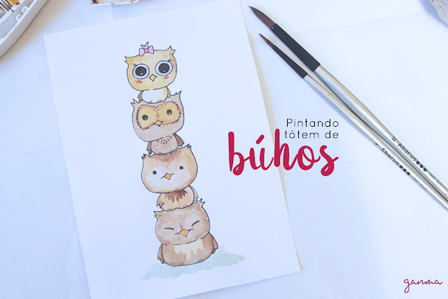 Pintando: tótem de búhos