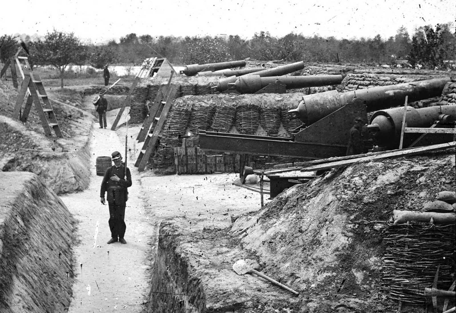 Fortifications at Yorktown, Virginia, during the Peninsula Campaign of 1862.