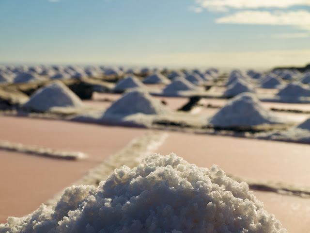 La sal apilada secandose al sol, Salinas de Fuencaliente, la Palma