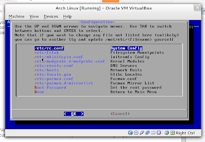 AIF configuration screen