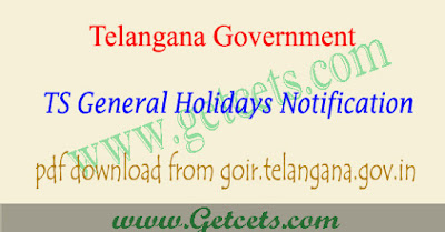 TS Govt holidays 2023-2024 pdf Telangana general & optional holidays