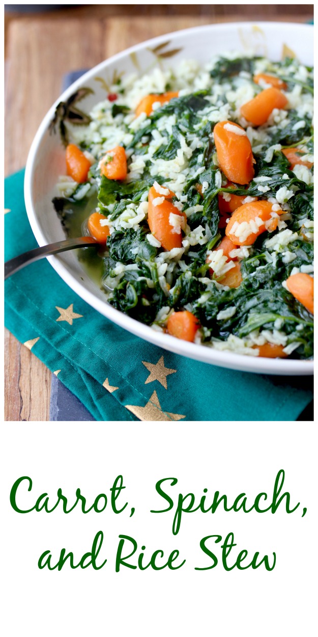 Carrot, Spinach, and Rice Stew #spinach #vegan #sidedishrecipe