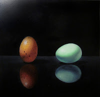 original realistic painting of eggs, realism still life, jeanne vadeboncoeur