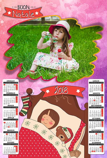Calendario per bambini con spazio per 1 fotografia orizzontale