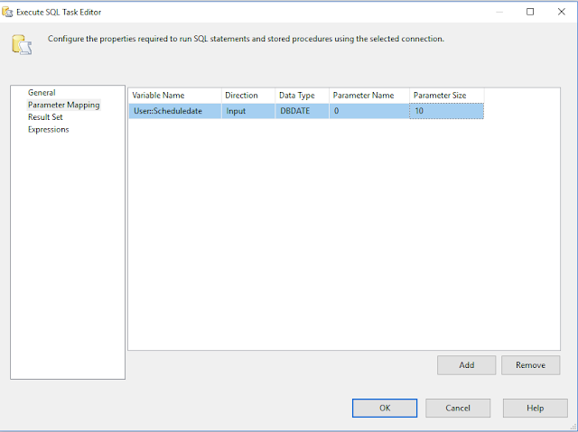 Developer Points: SSIS - How To Pass input parameter in Execute SQL Task