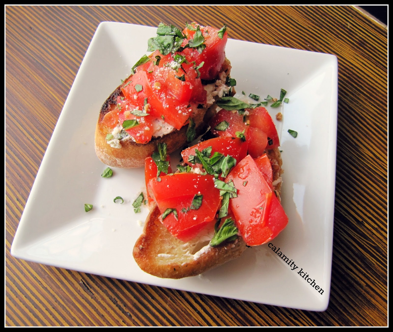 Calamity Kate's Kitchen Bruschetta with Herbed Goat Cheese and Sweet