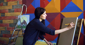 Woman artist painting