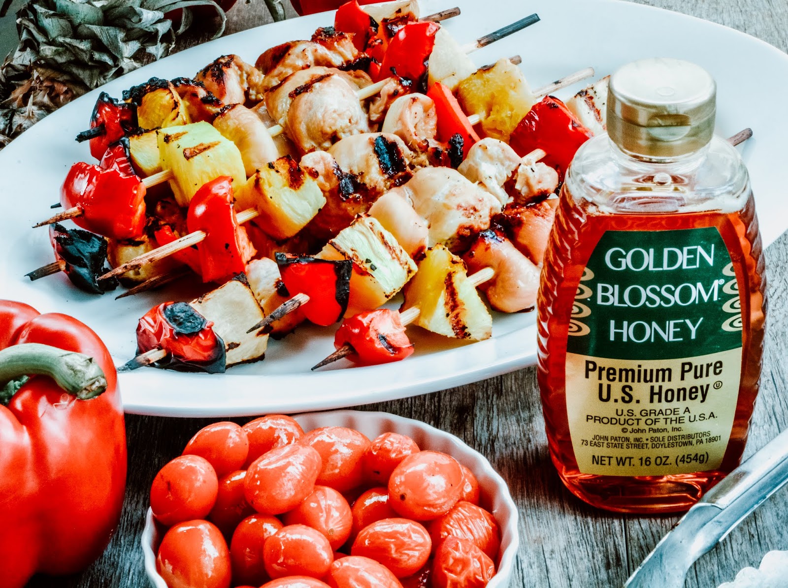 Theresa's Mixed Nuts Chicken Skewers with Pineapple and Red Peppers