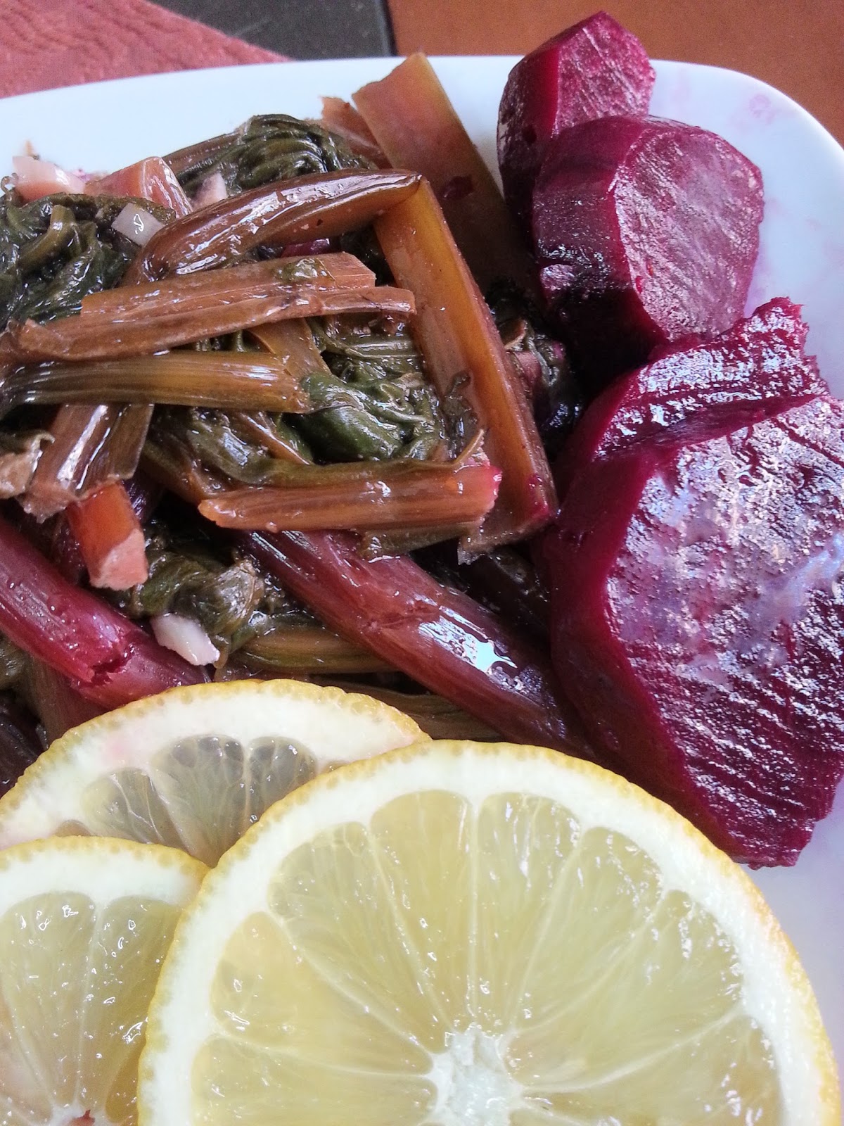 Momzcuisine Sauteed Beets with their Greens in Garlic