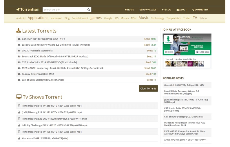 Torrent Blogger Template Free Download