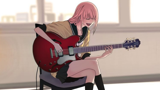 Anime girls playing electric guitars | Animoe