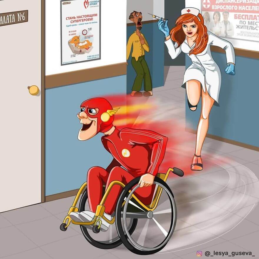 15 Beautiful Illustrations Of Popular Cartoons And Comic Characters In Old Age - The Flash