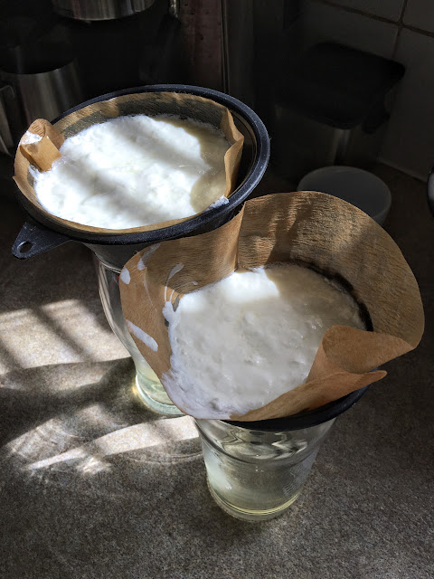 Yogurt making and filtering the whey