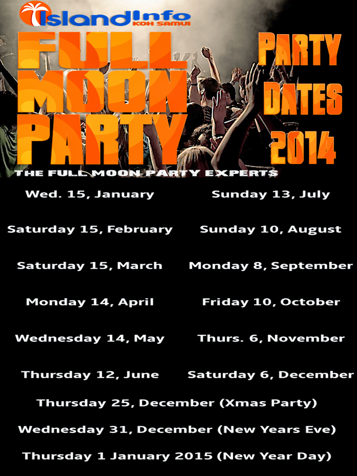 Full Moon Party Dates Island Info Full Moon Party Dates Island Info