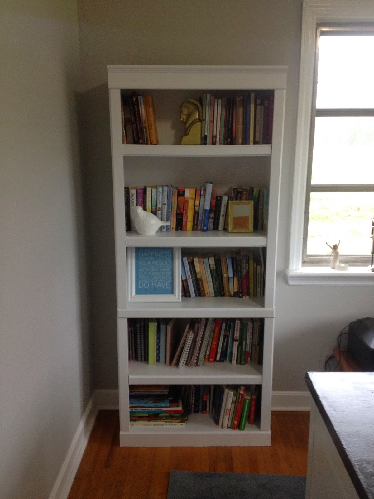 Blissfully Chic DIY Painting Laminate Bookshelves Dark to Bright!