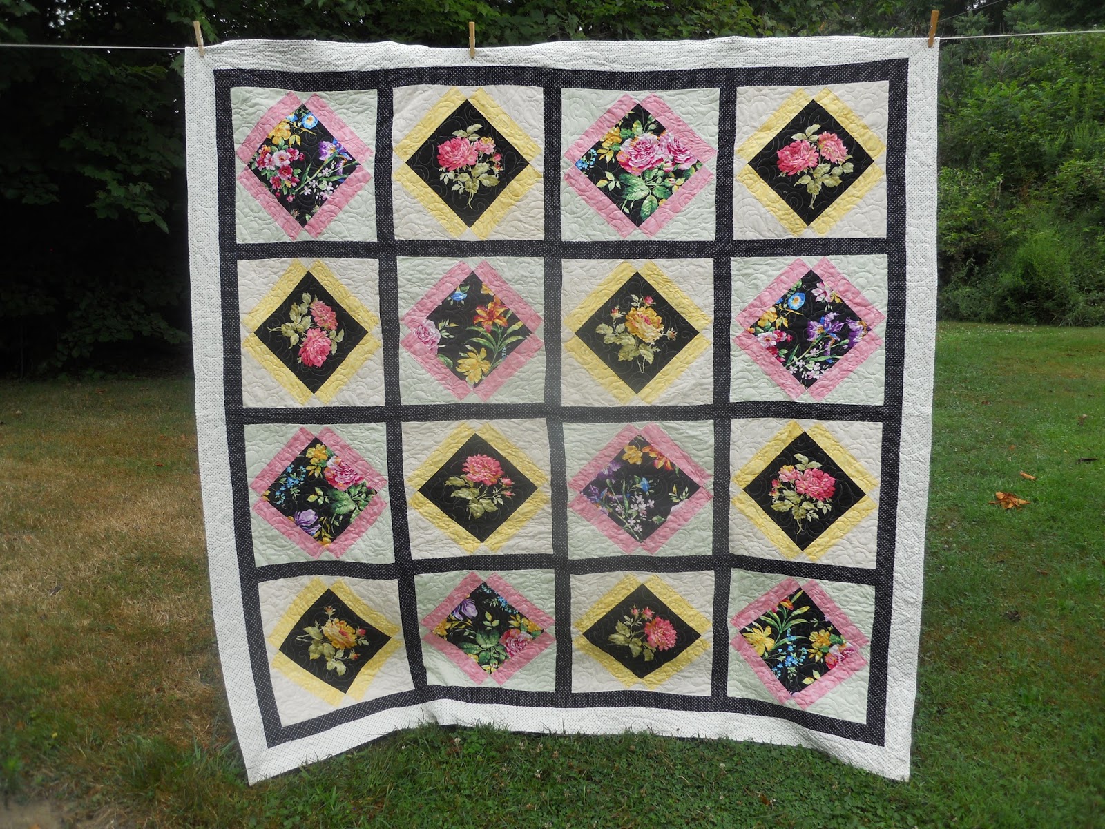 Kathy's Quilting Blog Customer's Pink/Yellow Quilt Complete