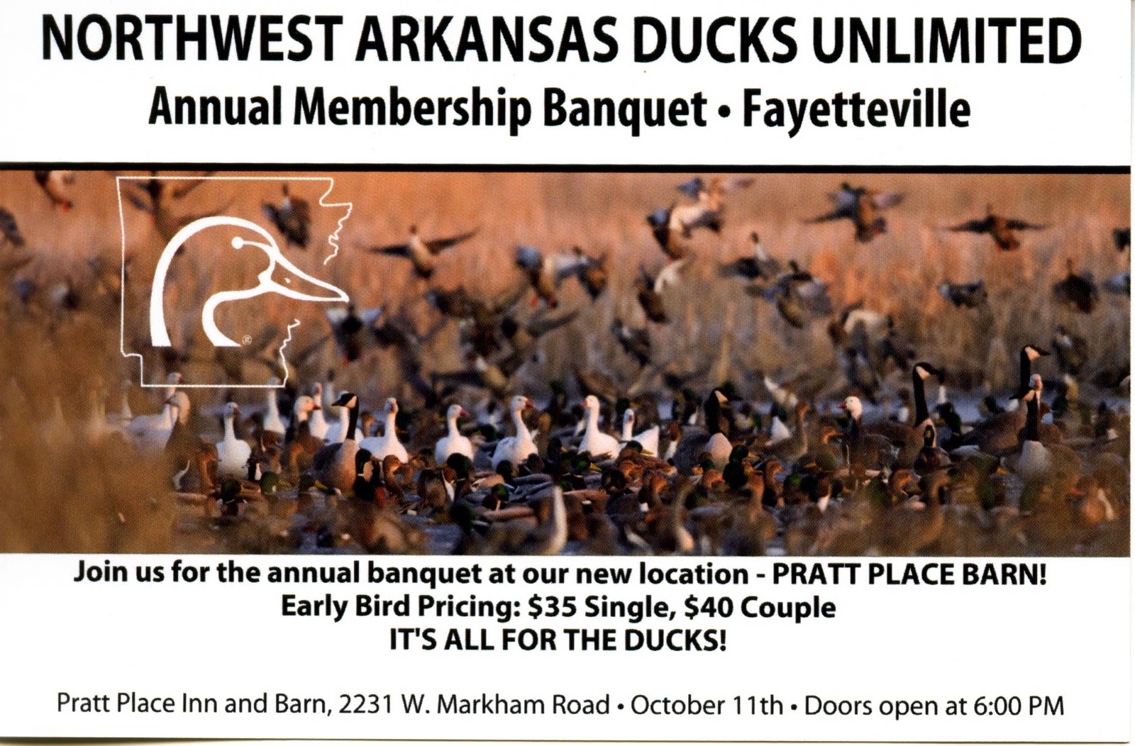 Ducks Unlimited in Northwest Arkansas Fayetteville Ducks Unlimited dinner on Tuesday, October