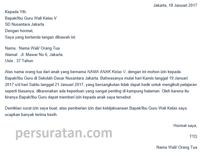 contoh surat izin tidak masuk sekolah contohsuratin contoh surat izin tidak masuk sekolah contohsuratin