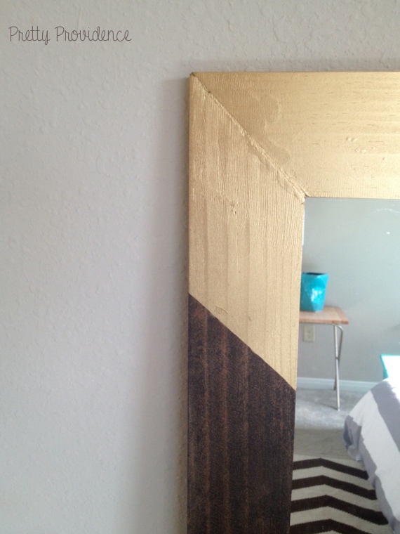 DIY gold-dipped mirror frame. This is the best beginner's DIY project ever, and the tutorial is geared for beginners! An upgrade to that cheap full-length mirror we all have. www.prettyprovidence.com