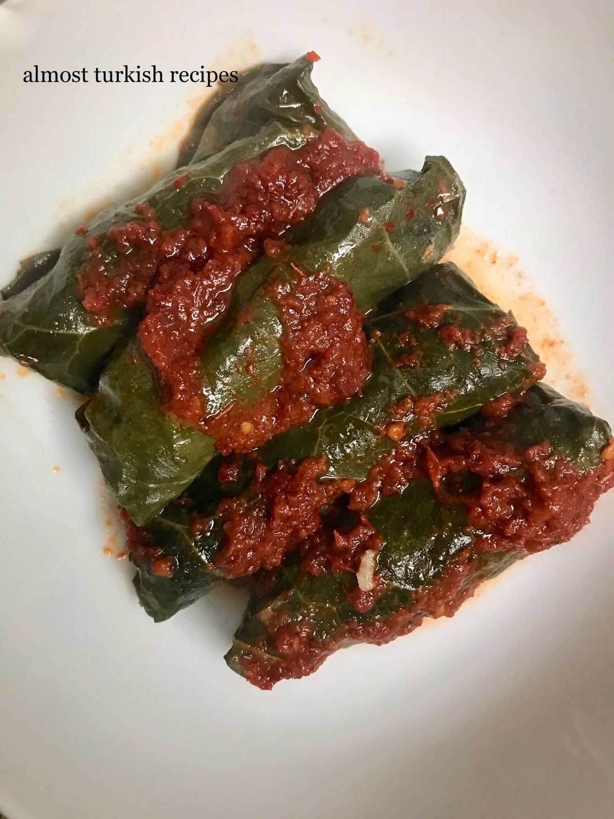 Almost Turkish Recipes Rolled Collard Green Leaves with Ground Meat