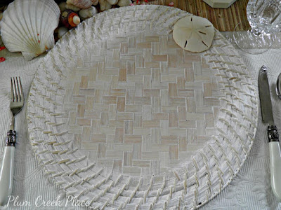 white washed rattan charger plates