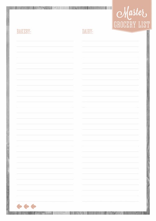 Free Printable Home Planner: Master Grocery List