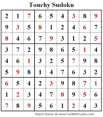 Touchy Sudoku (Fun With Sudoku #143) Answer