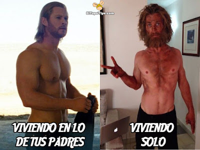 Meme de humor : Viviendo con tus padres vs Viviendo solo