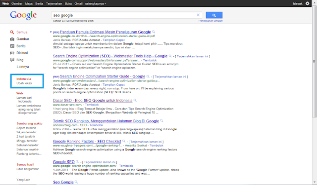 Lokasi di Pencarian Google Indonesia Lokasi di Pencarian Google Indonesia