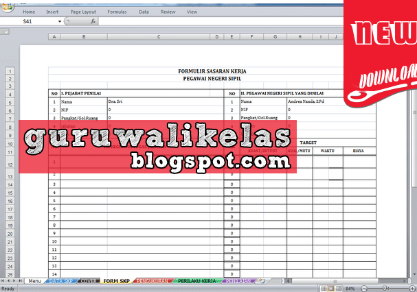Contoh SKP untuk PNS Terbaru Format Microsoft Excel Contoh SKP untuk PNS Terbaru Format Microsoft Excel