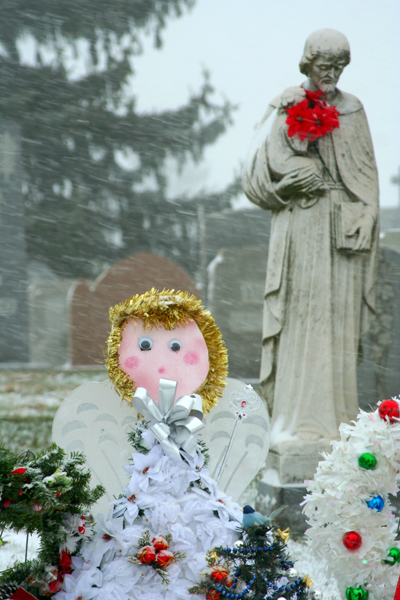 The Cemetery Traveler  by Ed Snyder Grave Decorations  Christmas in