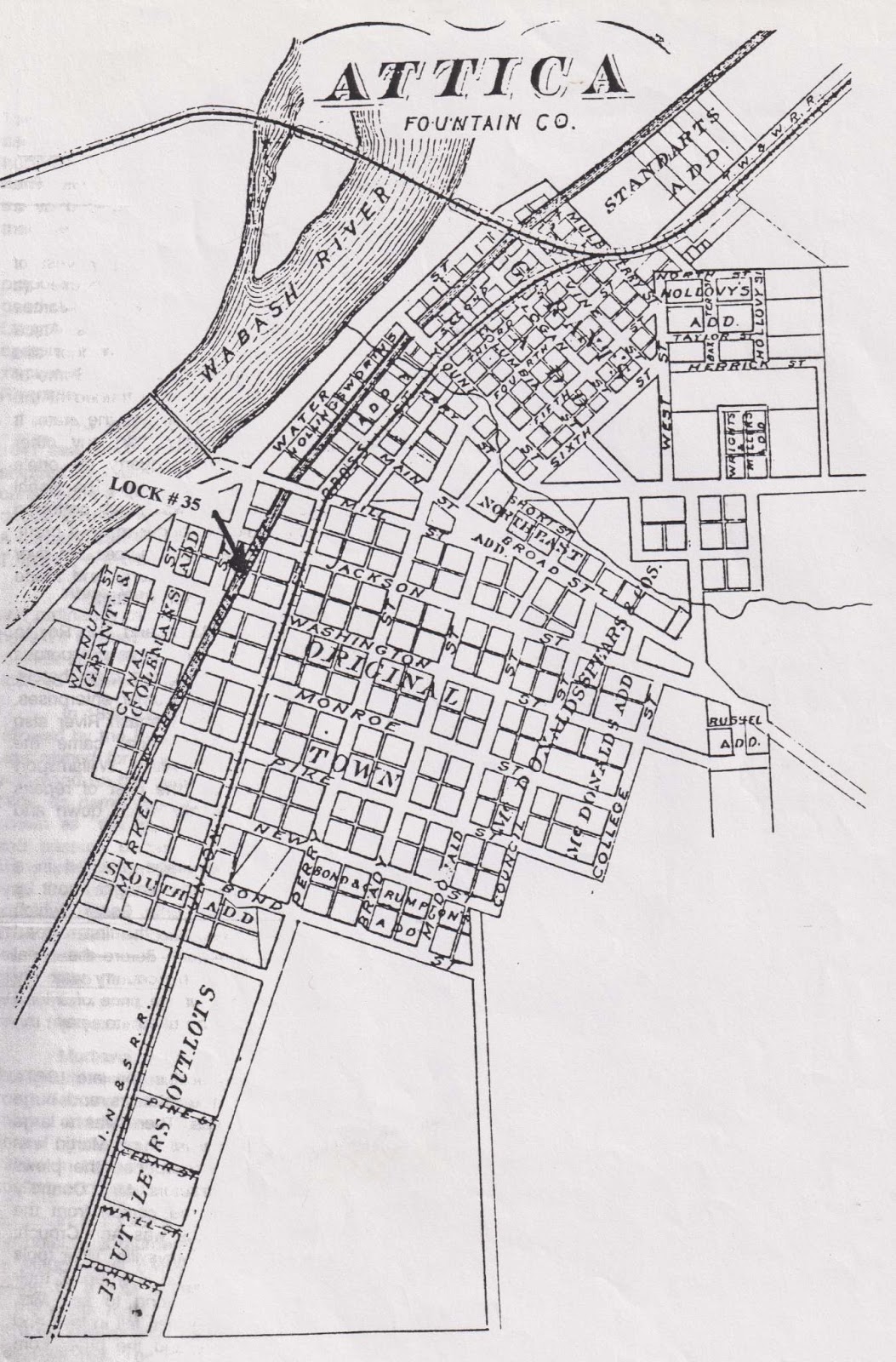 Towns and Nature Attica, IN Old Aerial Views and 1873 Map