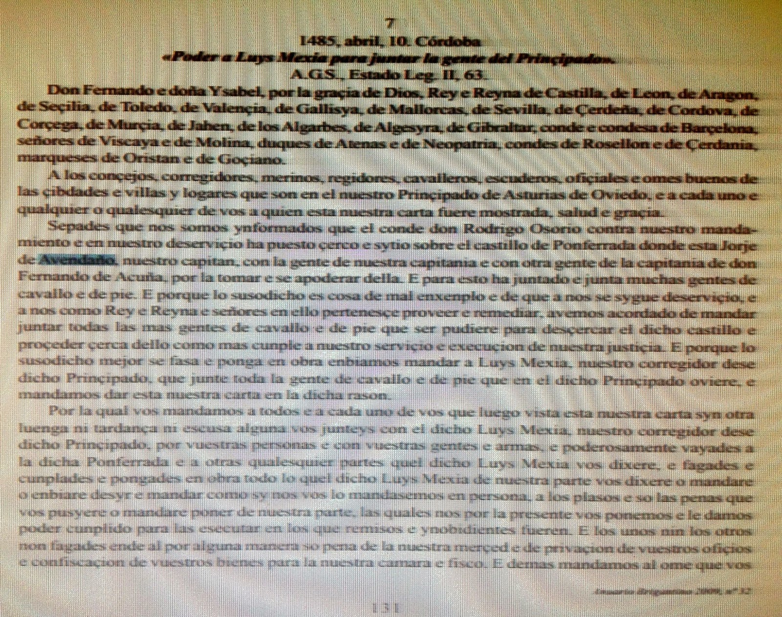 Conti di Panico Fernando de Acuña, junto a de Avendaño, mantenía