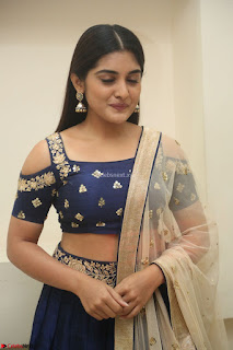 Niveda Thomas in Lovely Blue Cold Shoulder Ghagra Choli Transparent Chunni ~  Exclusive Celebrities Galleries 074