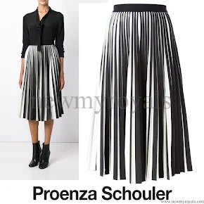 Queen Rania Style Proenza Schouler pleated midi skirt