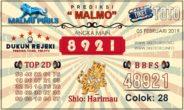 Prediksi Togel MALMO TIKETTOTO 05 FEBRUARI 2019
